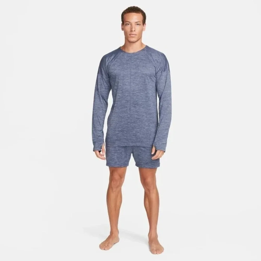 Nike Yoga® (Men's SMALL) Dri-FIT™ Crew Top in Thunder Blue/Heather - $85